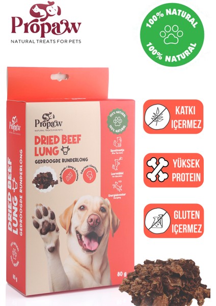 Kurutulmuş Dana Akciğer Lokmalık Köpek Ödül Maması %100 Doğal Tüm Irklar Için Yüksek Protein 80 G