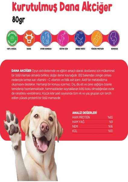Kurutulmuş Dana Akciğer Lokmalık Köpek Ödül Maması %100 Doğal Tüm Irklar Için Yüksek Protein 80 G modelleri