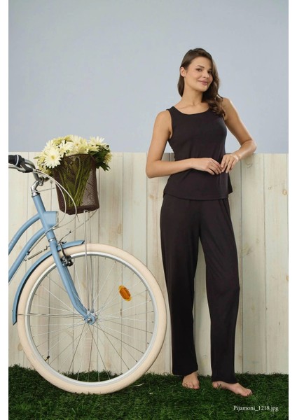 Kadın Dublin Kumaş Üçlü Sabahlıklı Siyah Pijama Takımı - 5325 modelleri