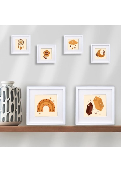 Yapışkanlı Sök-Tak Paspartulu Beyaz 14X14CM Pola Kare Fotoğraf Çerçevesi - 3'lü Paket