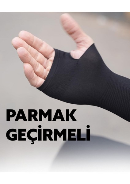 Tesettür Kolluk 1 Çift Esnek Basketbol Voleybol Sporcu Kol Koruyucusu Parmak Geçirmeli Uzun Penye