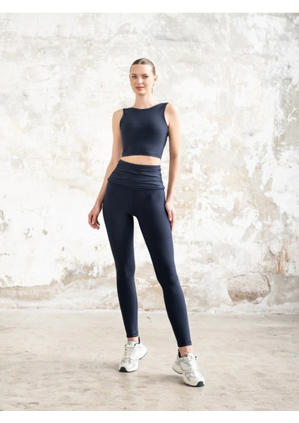 Lacivert Beli Drapeli Spor Tayt modelleri