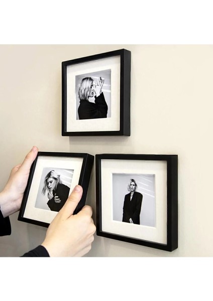 Yapışkanlı Sök-Tak Paspartulu Beyaz 14X14CM Pola Kare Fotoğraf Çerçevesi - 3'lü Paket