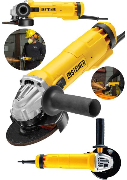 Alman 4200 W Metal Şanzuman Bakır Sargılı Avuç Içi Taşlama Demir Metal Kesme Makinesi Spiral 125 mm