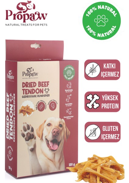 Kurutulmuş Dana Ince Sinir Çiğnemelik Köpek Ödül Maması %100 Doğal Tüm Irklar Için Protein 120 G