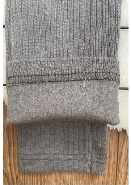 Kız Çocuk Gri Fitilli Şardonlu Yüksek Bel Tayt 2'li Takım – Nefes Alabilen Kumaş, Rahat ve Esnek Hareket Özgürlüğü fiyatları