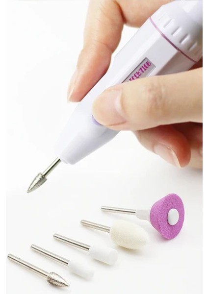 5 Başlıklı Elektrikli Tırnak Manikür Pedikür Törpü Bakım Makinesi Protez Tırnak Cihaz Pilli