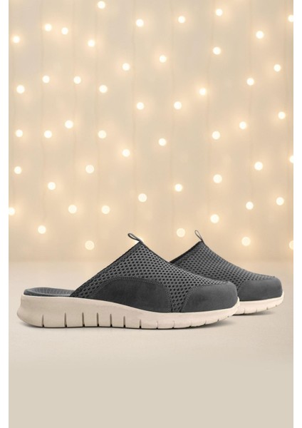 Medikal Koyu Gri Krem Tabanlı Comfort Spor Terlik