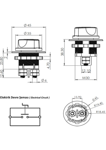 Mini Akü Devre Kesici Şalter IP56 - 12/24V 100A indirimleri
