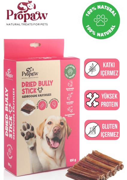 Kurutulmuş Dana Kamış Çiğnemelik Köpek Ödül Maması %100 Doğal Tüm Irklar Için Yüksek Protein 100 G