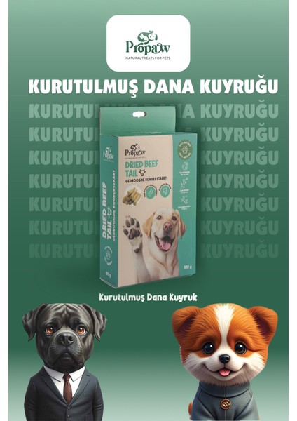 Kurutulmuş Dana Kuyruk Çiğnemelik Köpek Ödül Maması %100 Doğal Tüm Irklar Için Yüksek Protein 100 G fiyatları
