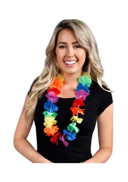 Hawaii Çiçekli Boyun Kolyesi - Renkli Tropikal Parti Leisi