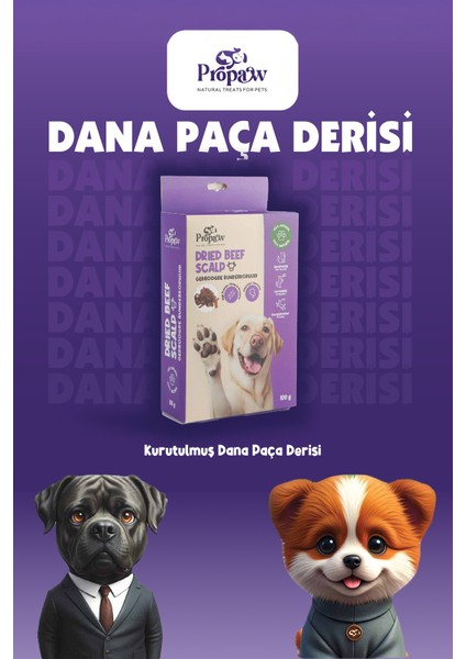 Kurutulmuş Dana Paça Derisi Çiğnemelik Köpek Ödül Maması %100 Doğal Tüm Irklar Için Protein 100 G fiyatları