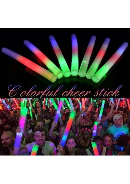 LED Işıklı Rengarenk Sünger Parti Çubuk Işıklı Kauçuk Sopa 46 cm modelleri