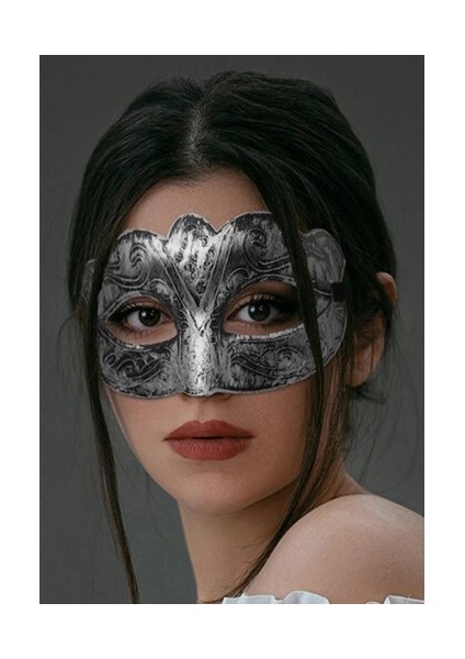 Maskeli Balo Antik Gri Gümüş Eskitilmiş Maske Balo Venedik modelleri