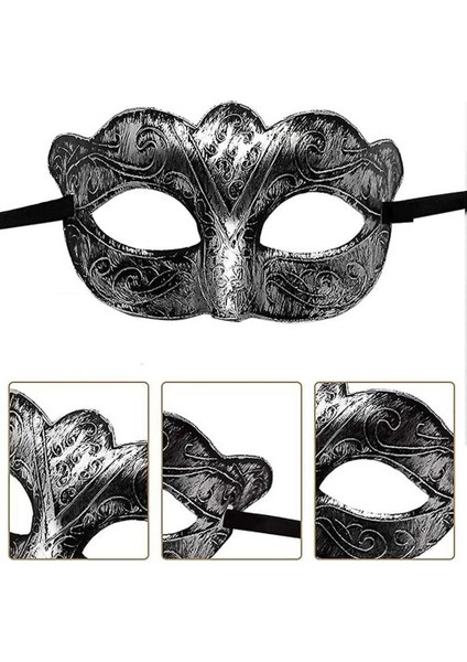 Maskeli Balo Antik Gri Gümüş Eskitilmiş Maske Balo Venedik indirimleri