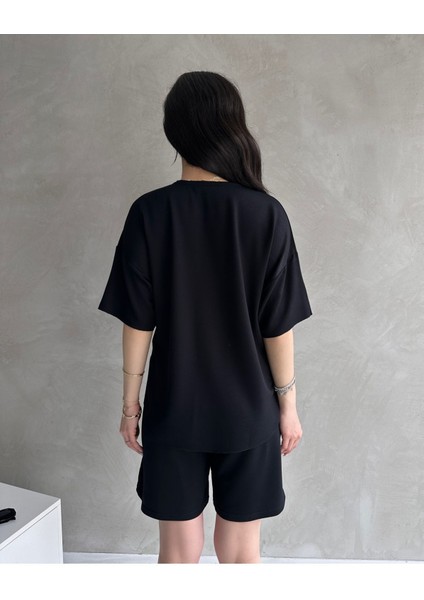 Kadın Modal Kumaş Oversize Kısa Kollu Kadın Eşofman Takımı, Şortlu, Bağcıklı Yumuşak Kumaş