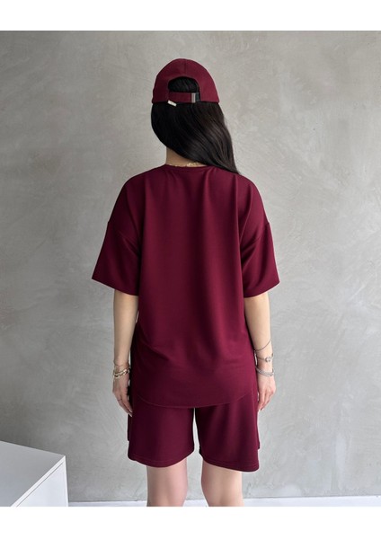 Kadın Modal Kumaş Oversize Kısa Kollu Kadın Eşofman Takımı, Şortlu, Bağcıklı Yumuşak Kumaş