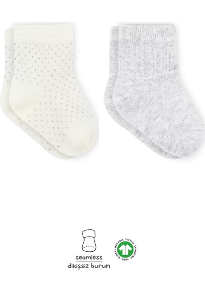 Puan Derby Penye Soket Çorap 2'li Gri Ekru