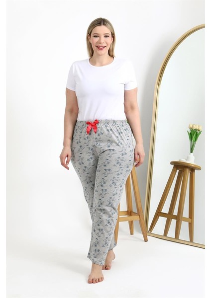 Modaserdem Mdsrdm Kadın Pamuklu Büyük Beden Alt Pijama 27558 Gri
