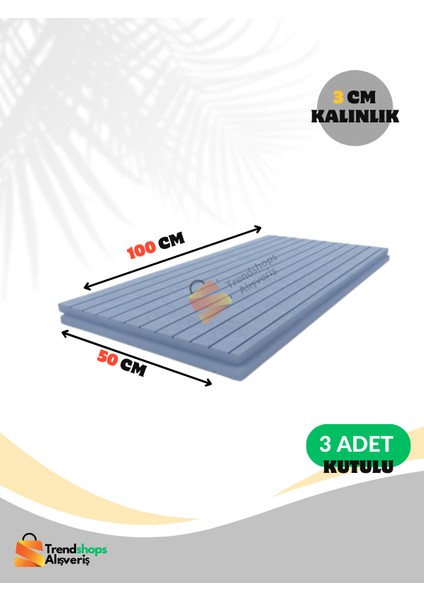 Trendshopsalışveriş 3 Adet 3cm 50X100 Xps Yalıtım Levhası (Oluklu) Kutulu