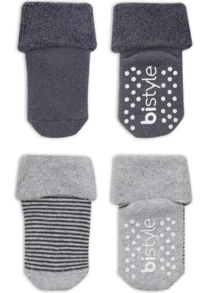 Çemberli Kaymaz Havlu Soket Çorap 2'li Gri-Antrasit fiyatları