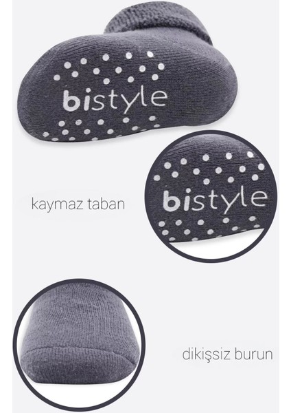 Çemberli Kaymaz Havlu Soket Çorap 2'li Gri-Antrasit fırsatları