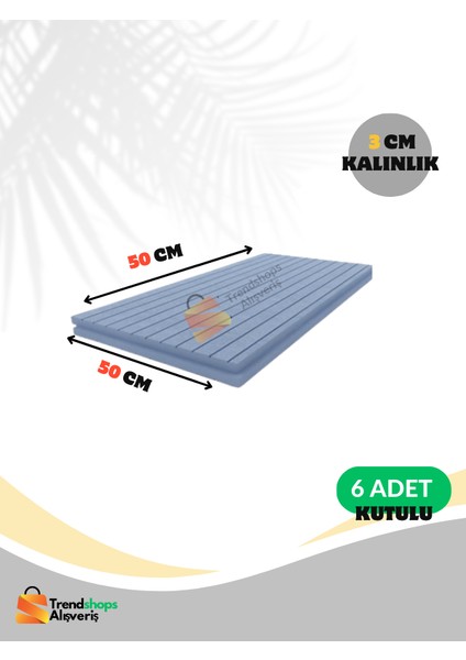 Trendshopsalışveriş 6 Adet 3cm 50X50 Xps Yalıtım Levhası (Oluklu) Kutulu