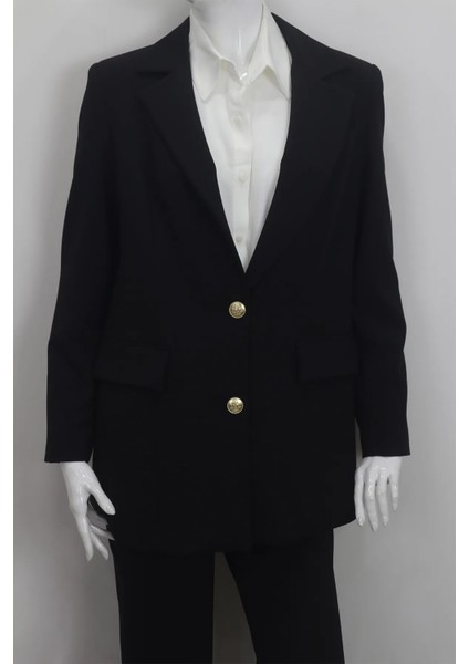 Fistan Store Kadın Siyah Düz Normal Kesim Normal Kalıp Düğme Kapamalı Yazlık Blazer Ceket fiyatları
