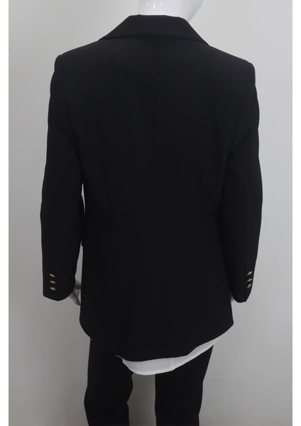 Fistan Store Kadın Siyah Düz Normal Kesim Normal Kalıp Düğme Kapamalı Yazlık Blazer Ceket fırsatları