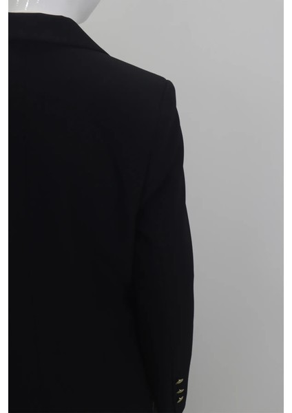 Fistan Store Kadın Siyah Düz Normal Kesim Normal Kalıp Düğme Kapamalı Yazlık Blazer Ceket indirimleri