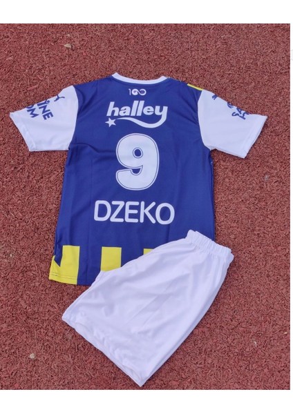Fênêrbâhçê 2023-24 Sezon Dzeko Iç Saha Çubuklu Çocuk Forması 4 Lü Set(Çorap Bileklik Hedıyellı)-