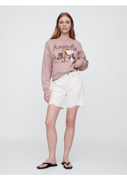 Kadın Açık Kahverengi Snoopy Fleece Sweatshirt fırsatları