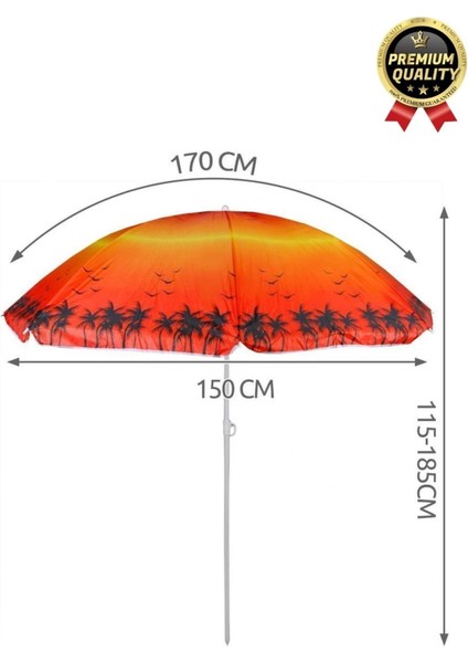 Dayanıklı Katlanabilir Fiber Tel Büyük Boy 170CM Deniz Bahçe Balkon Piknik Kamp Güneş Plaj Şemsiyesi indirimleri