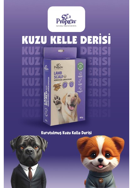 Kurutulmuş Kuzu Kelle Derisi Köpek Ödül Maması Çiğnemelik %100 Doğal Tüm Irklar Için Protein 100 G fiyatları