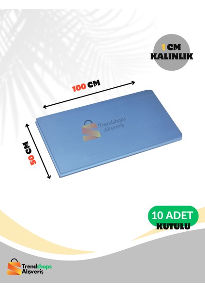Trendshopsalışveriş 10 Adet 1cm 50X100 Xps Yalıtım Levhası (Düz) Kutulu