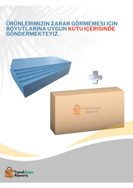 Trendshopsalışveriş 10 Adet 1cm 50X100 Xps Yalıtım Levhası (Düz) Kutulu