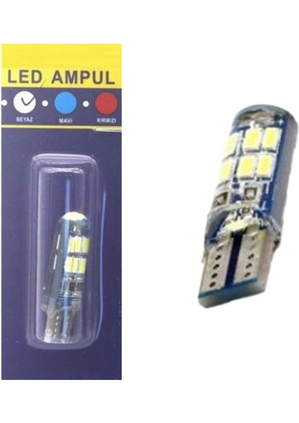 Park Ampulü Dipsiz 15 led Fiber Silikon T10 12V 5W Beyaz