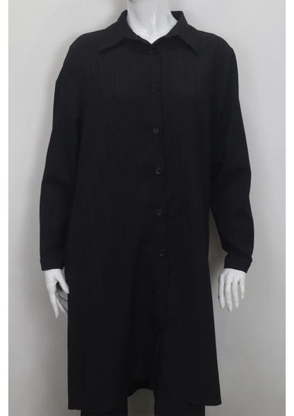 Fistan Store Kadın Siyah Desenli Spor Kesim Rahat Kalıp Yazlık Battal Tunik