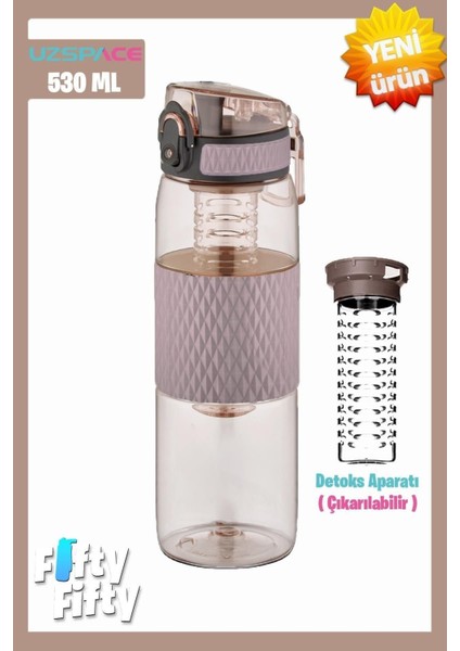 530ML Detoks Aparatlı Silikon Gövde Tritan Su Matarası