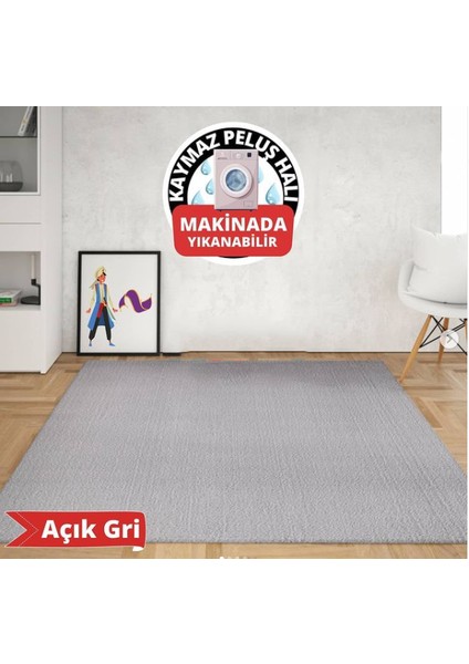 Gri Renk Kaymaz Taban - Peluş Halı