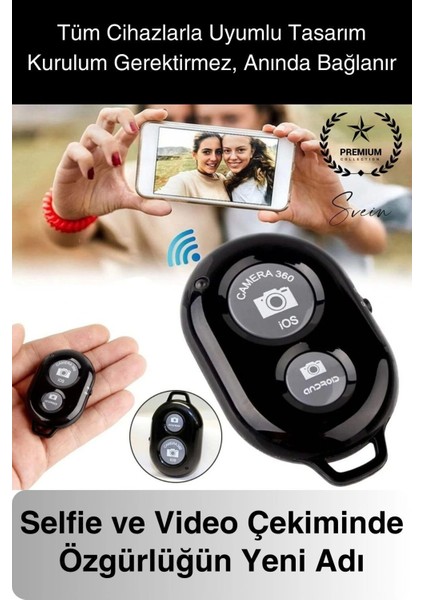 Bluetooth Kablosuz Uzaktan Kumanda Ios Android Uyumlu Selfie Fotoğraf Video Çekme Remote Shutter