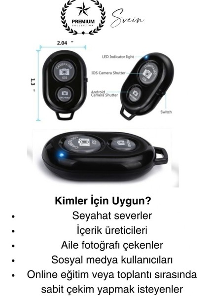 Bluetooth Kablosuz Uzaktan Kumanda Ios Android Uyumlu Selfie Fotoğraf Video Çekme Remote Shutter indirimleri