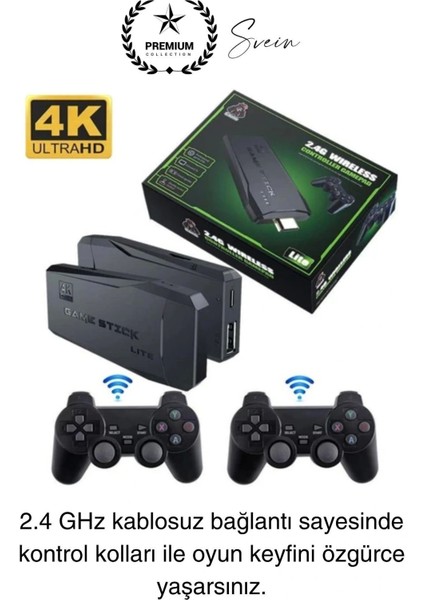20000 Oyunlu 4K Tak Çalıştır 2.4g Uyumlu HDMI Kablosuz Çift Kol Konsol Game Stick Retro Atari