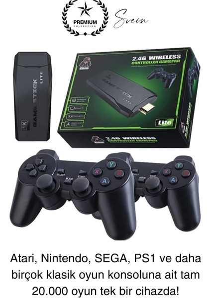 20000 Oyunlu 4K Tak Çalıştır 2.4g Uyumlu HDMI Kablosuz Çift Kol Konsol Game Stick Retro Atari