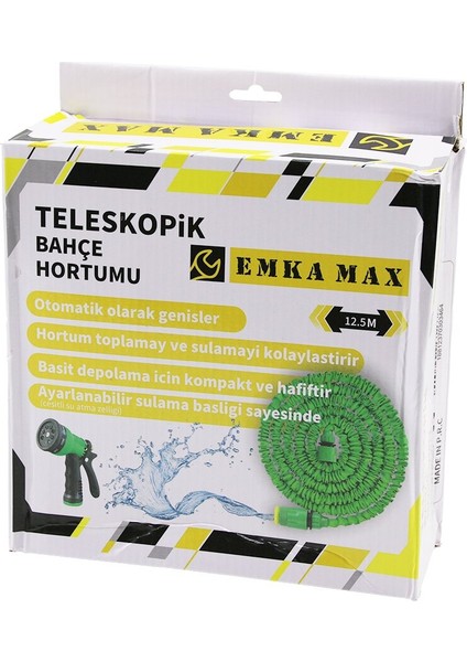 12.5mt Teleskopik Uzayan Bahçe Hortumu 7 Fonksiyon Ayarlı Tetikli Tabanca (5131)