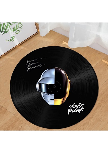 Daft Punk Temalı Kaymaz Taban Plak Şeklinde Halı