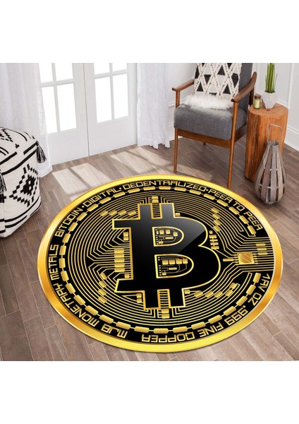 Bitcoin Kripto Para Şeklinde Yıkanabilir Hali ,süngerli Yüzey- Kaymaz Dot Taban