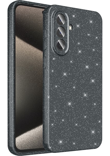 Galaxy A36 Kılıf Kamera Korumalı Simli Lüks Rns Koton Kapak - Siyah