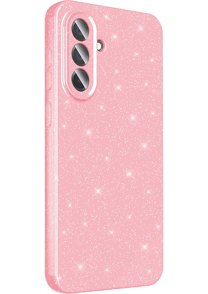 Galaxy A36 Kılıf Kamera Korumalı Simli Lüks Rns Koton Kapak - Açık Pembe
